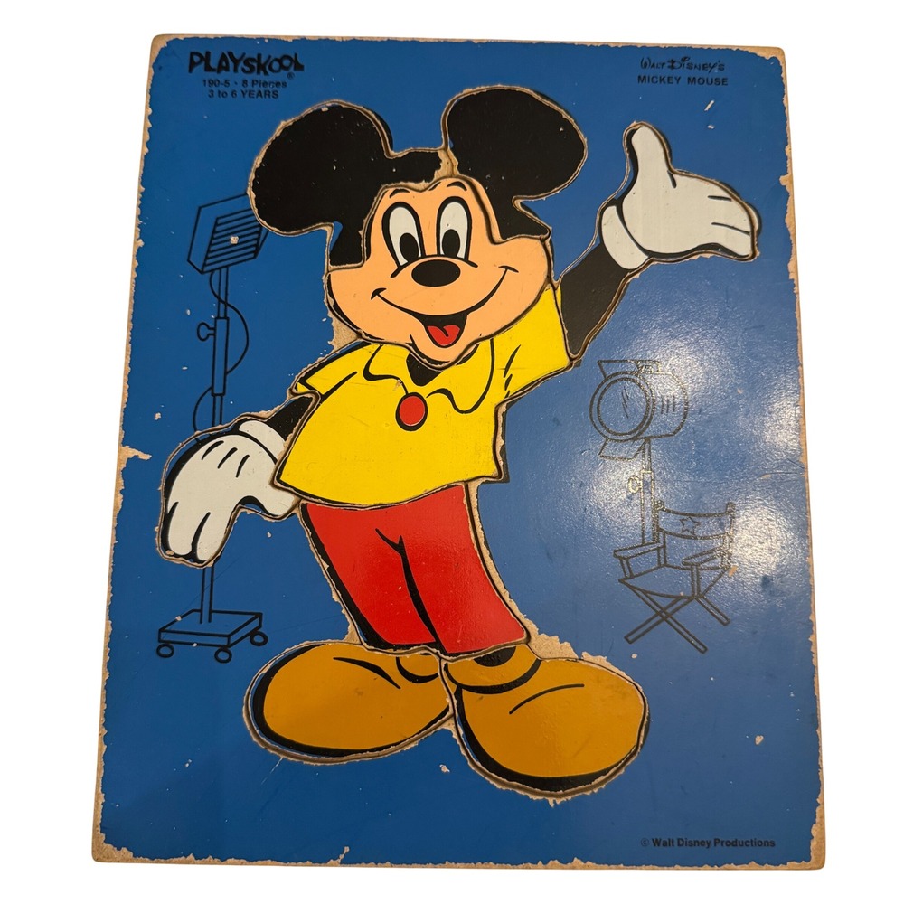Playskool Walt Disney Mickey Mouse 8 Piece Wood Puzzle 3 to 6 Years‎ Board